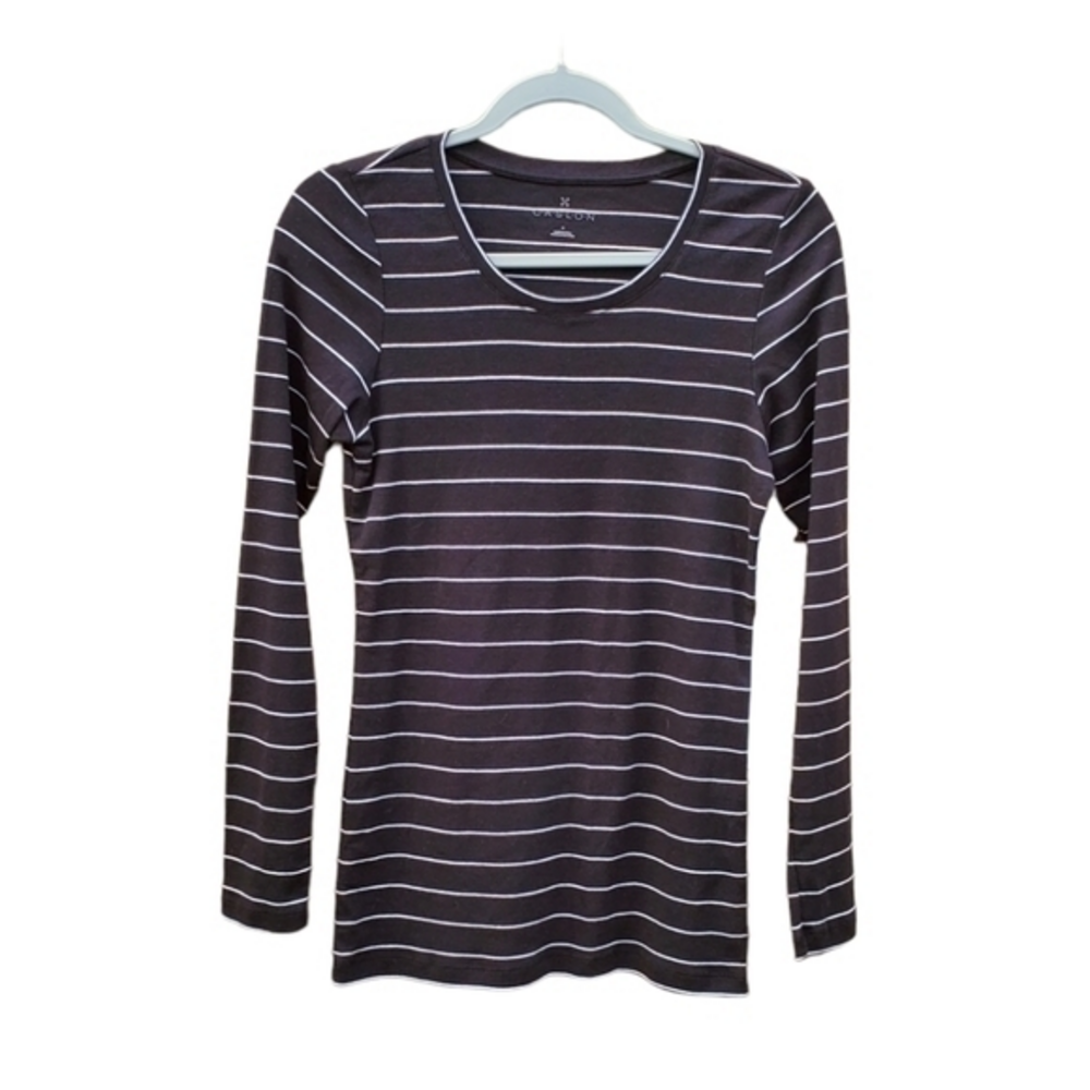 New Caslon Lauren Stripe Cotton Tunic Top Long Sleeve Medium NWT